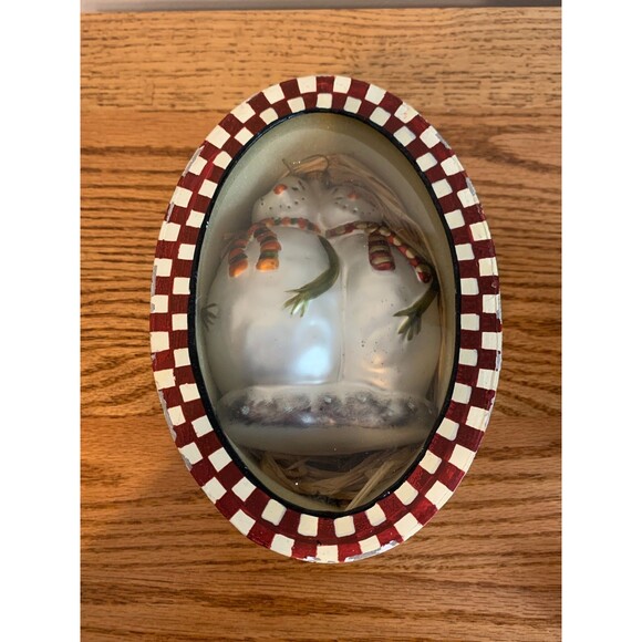 VTG 90s Primitive Snowman Couple Blown Glass Hand Painted Ornament w Box Xmas - Picture 15 of 16